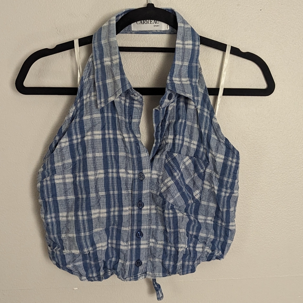 Western Tie Back Cropped Vintage Top